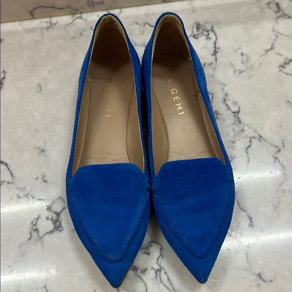 M. Gemi Blue Suede Flats Elegant Loafers